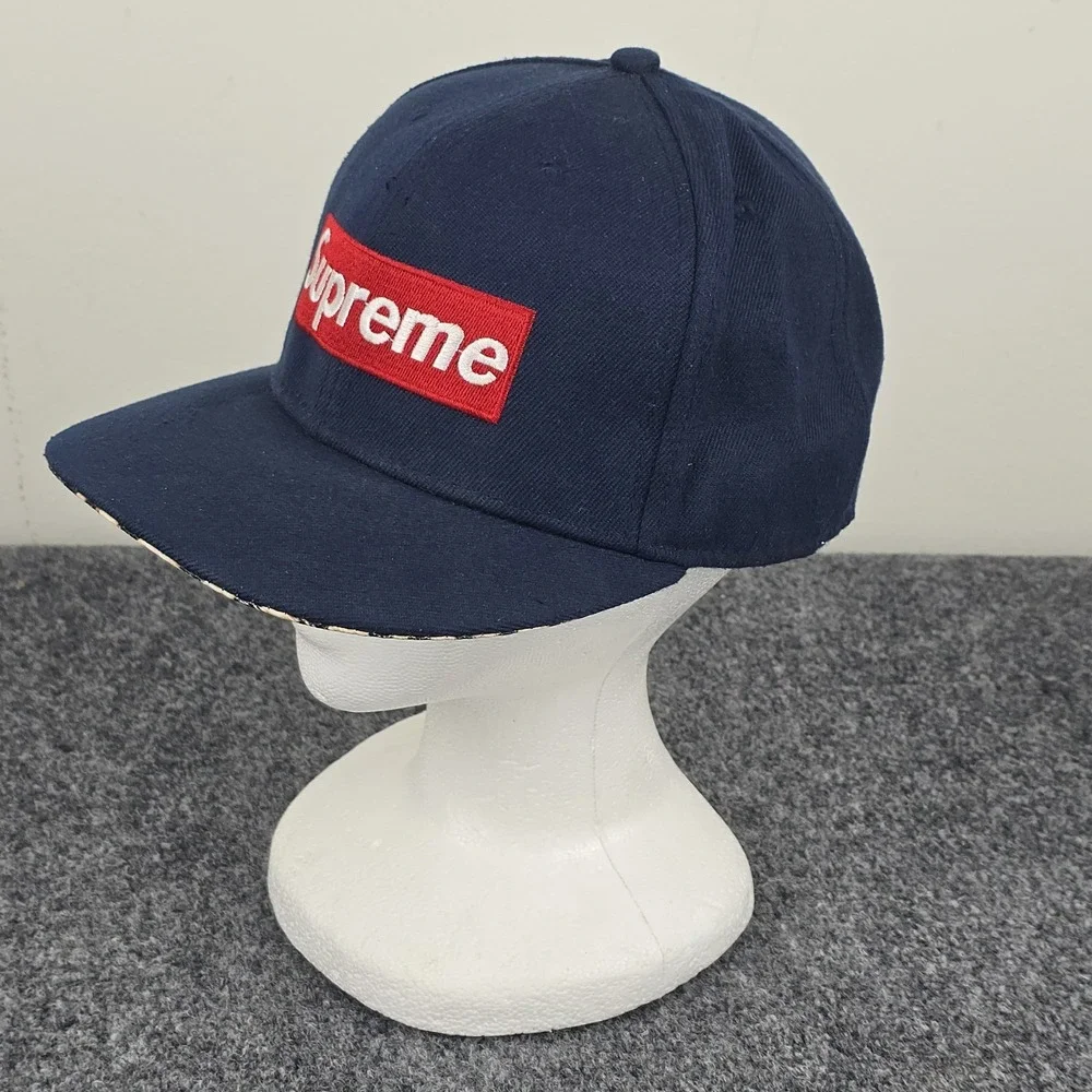 Supreme Navy Box Logo Leopard Brim USA Flag Snapback Hat World Famous Cap